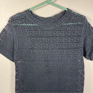 Women’s Navy Eyelet Short Sleeve Top